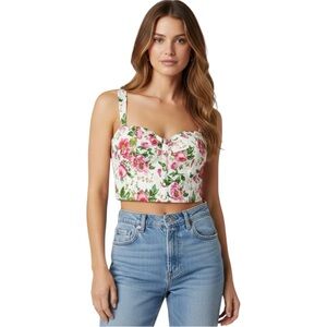 NWT Parisian Floral Roses Crop Bustier Corset Top Size Medium